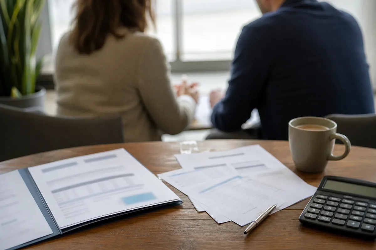 Devis détaillé et attestations d’assurance posés sur une table avant signature