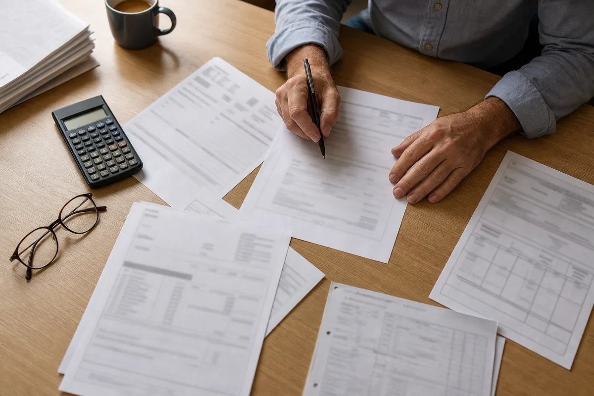 Devis détaillé et attestations d’assurance posés sur une table avant signature d’un chantier de chauffage